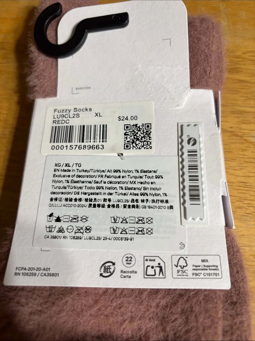 lululemon athletica Fuzzy Crew Socks in Mauve Pink NWT!